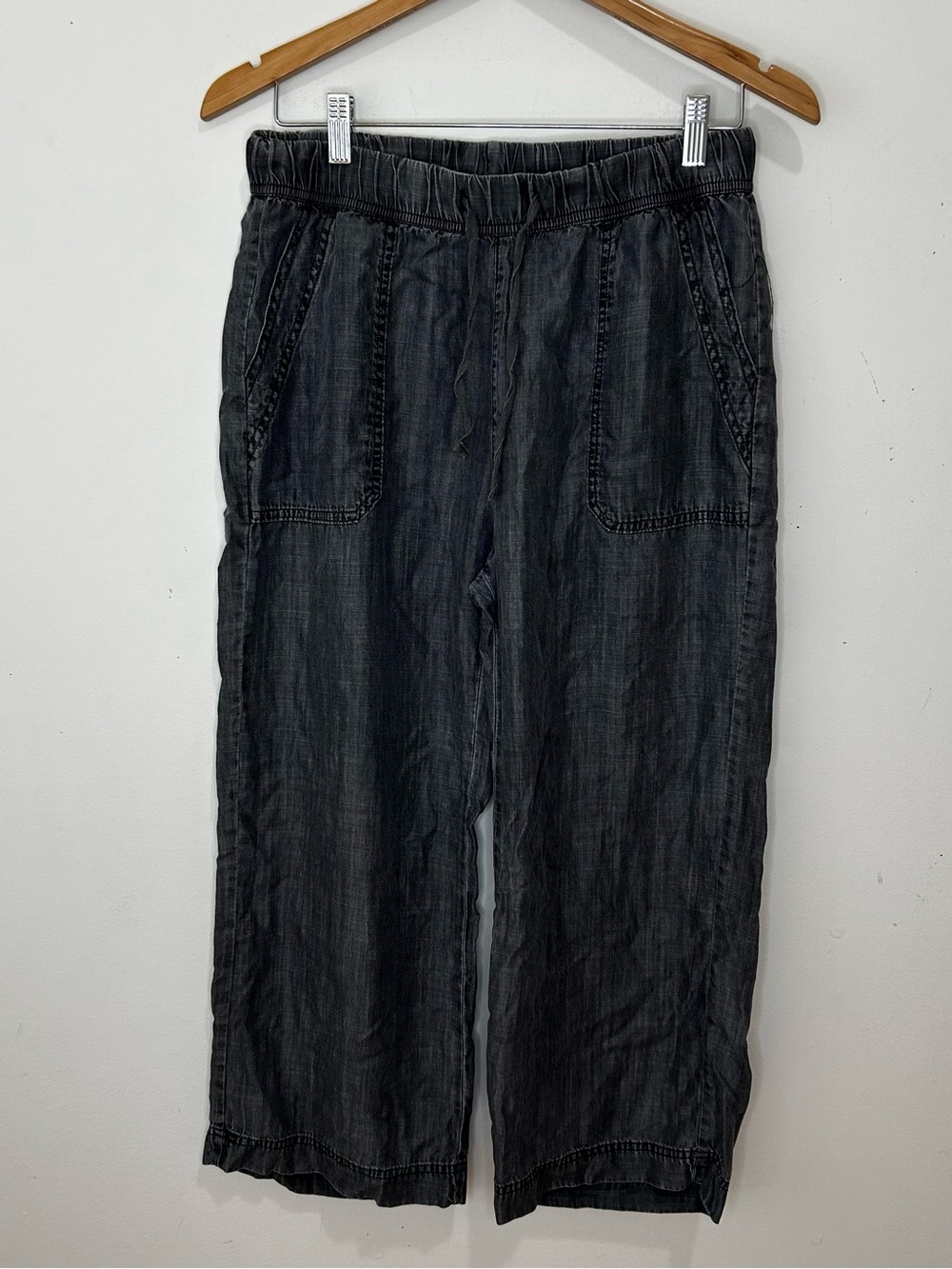 Splendid Gray Chambray Lyocell Pull On Crop Pants Size M